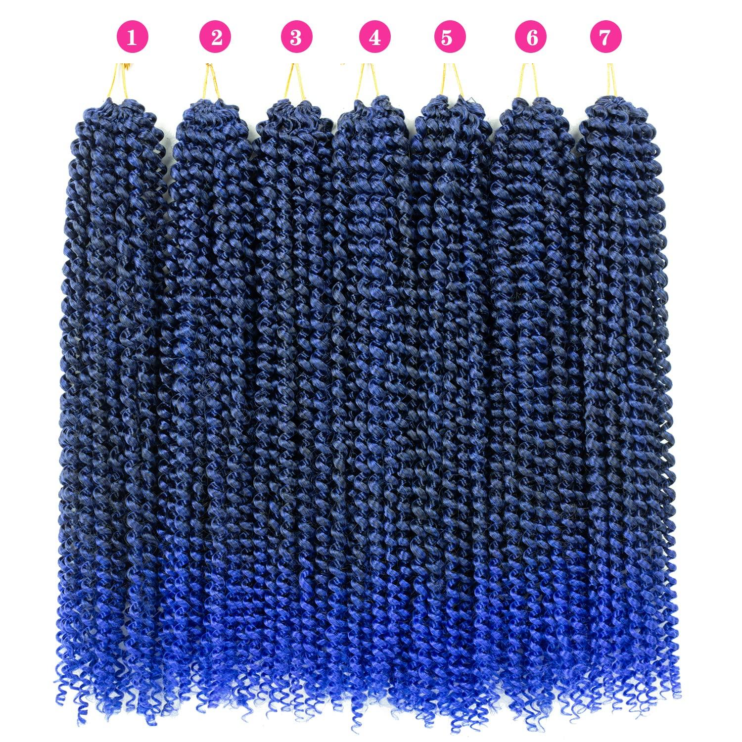 imageUbeleco Passion Twist Hair 18 Inch 6 Packs x22 strands pack132 Strands Full Head Water Wave Crochet Hair Long Curly Braiding Hair Spring Twist Braids Hair Extensions for Black Women1BBlue