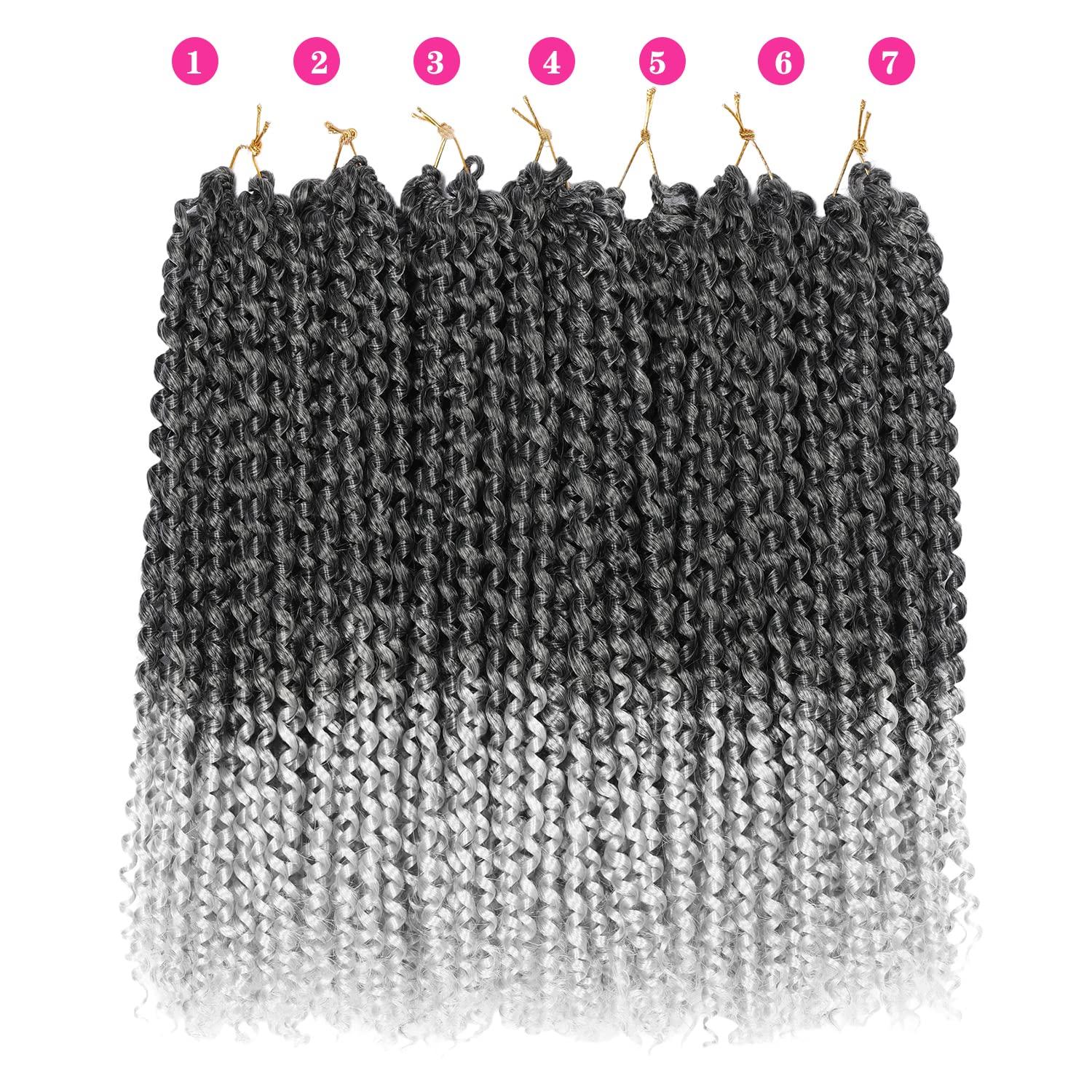 imageUbeleco Passion Twist Hair 18 Inch 6 Packs x22 strands pack132 Strands Full Head Water Wave Crochet Hair Long Curly Braiding Hair Spring Twist Braids Hair Extensions for Black Women1BGray