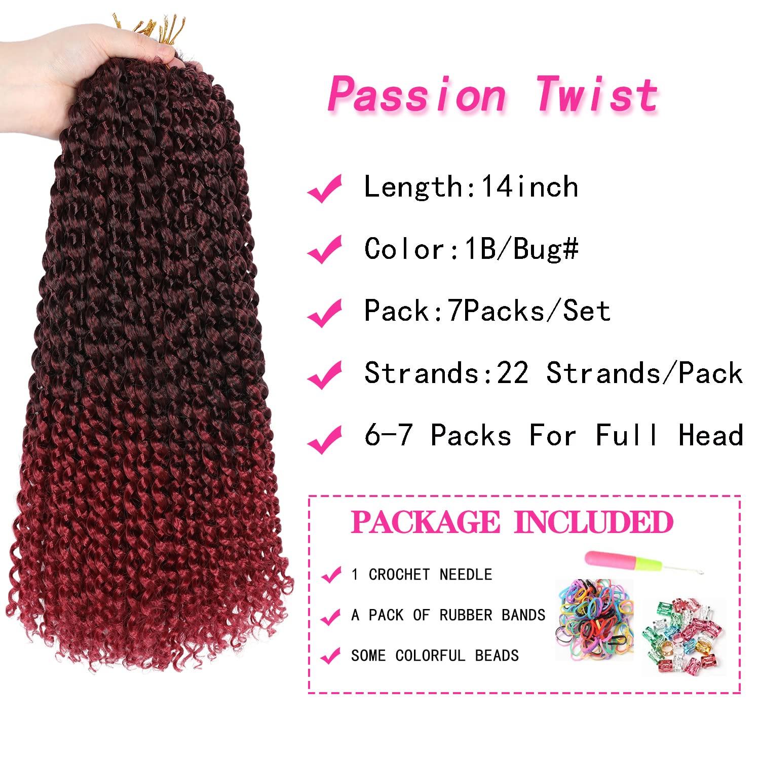 imageUbeleco Passion Twist Hair 18 Inch 6 Packs x22 strands pack132 Strands Full Head Water Wave Crochet Hair Long Curly Braiding Hair Spring Twist Braids Hair Extensions for Black Women1BBug