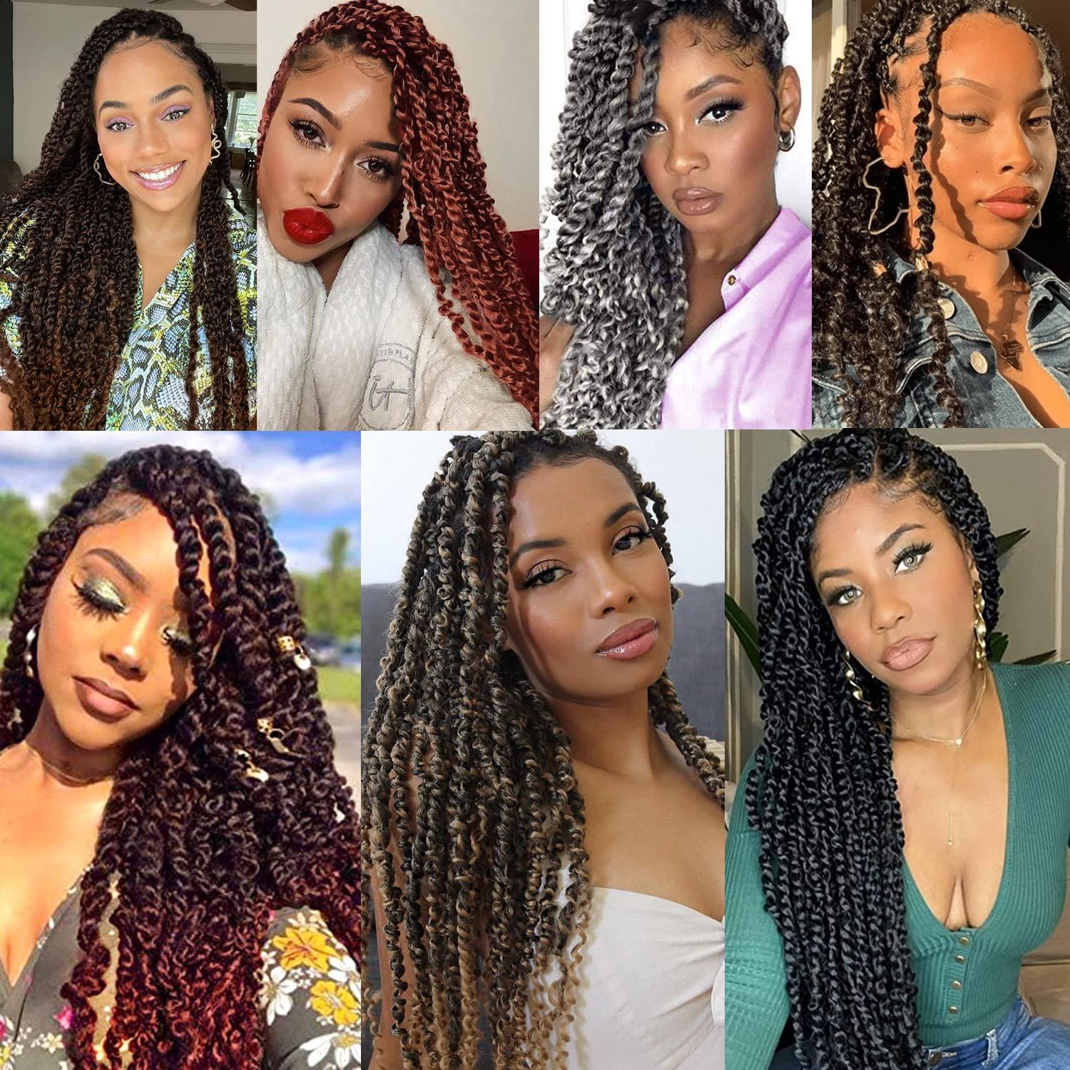 imageUbeleco Passion Twist Hair 18 Inch 6 Packs x22 strands pack132 Strands Full Head Water Wave Crochet Hair Long Curly Braiding Hair Spring Twist Braids Hair Extensions for Black Women350