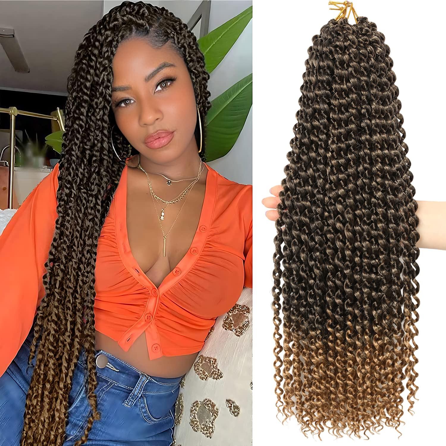 imageUbeleco Passion Twist Hair 18 Inch 6 Packs x22 strands pack132 Strands Full Head Water Wave Crochet Hair Long Curly Braiding Hair Spring Twist Braids Hair Extensions for Black Women1B27