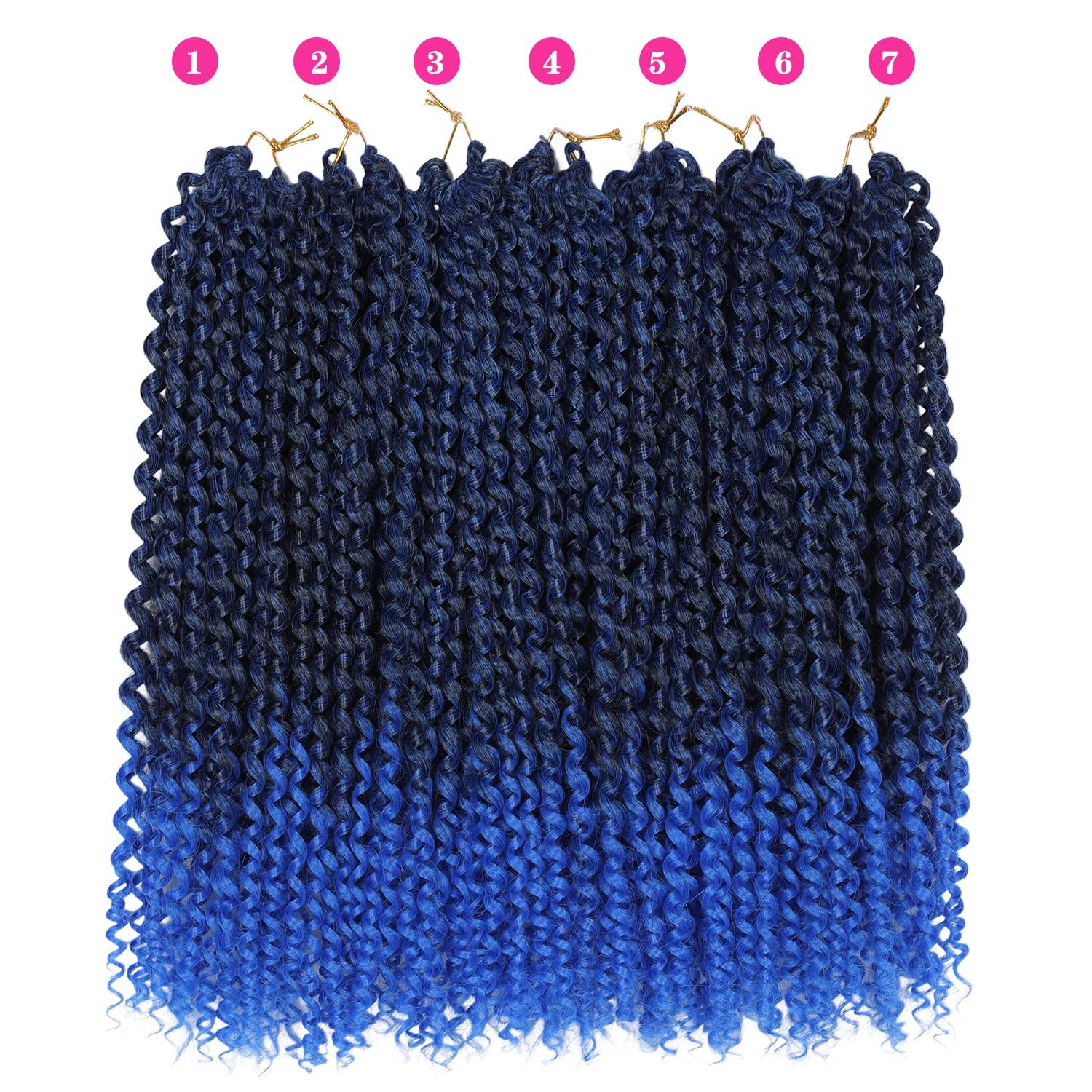 imageUbeleco Passion Twist Hair 18 Inch 6 Packs x22 strands pack132 Strands Full Head Water Wave Crochet Hair Long Curly Braiding Hair Spring Twist Braids Hair Extensions for Black Women1BBlue