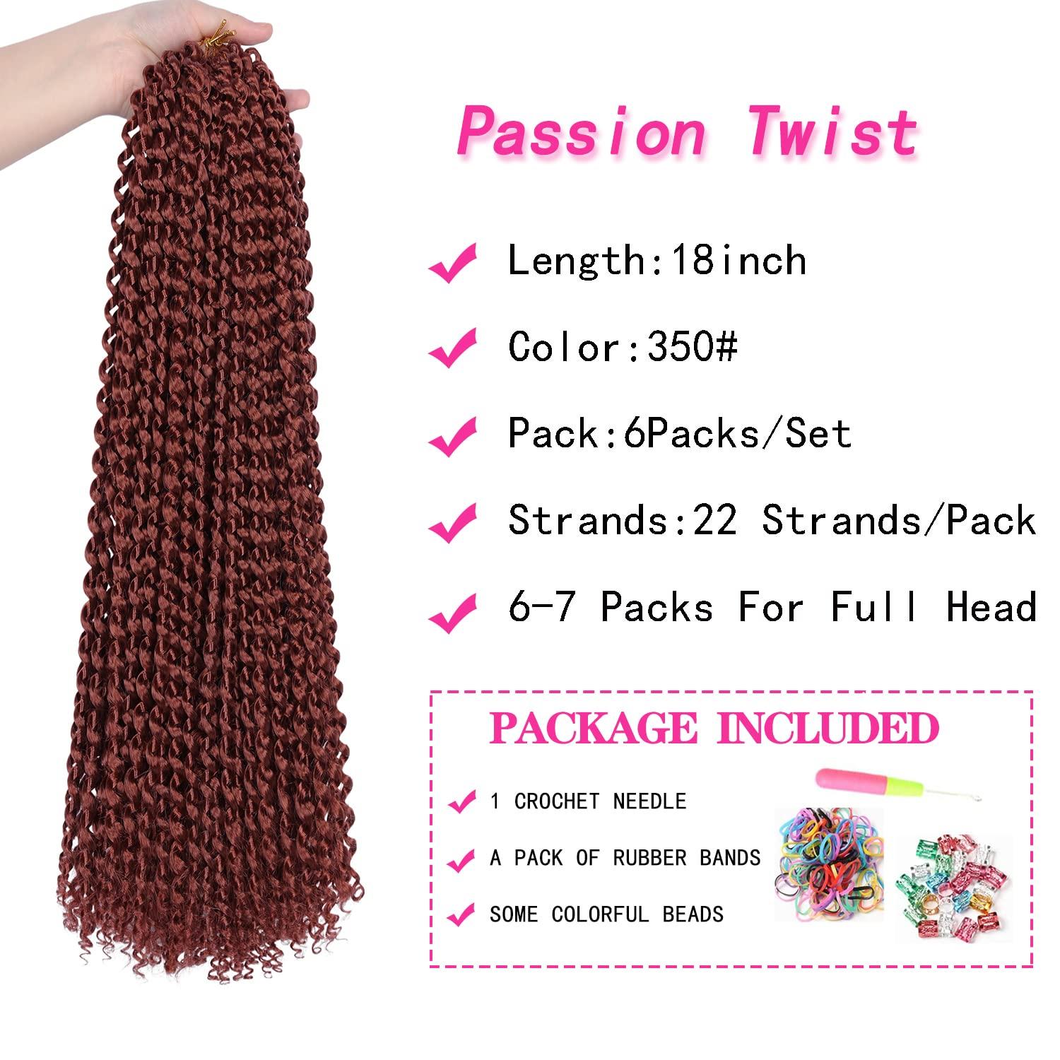 imageUbeleco Passion Twist Hair 18 Inch 6 Packs x22 strands pack132 Strands Full Head Water Wave Crochet Hair Long Curly Braiding Hair Spring Twist Braids Hair Extensions for Black Women350