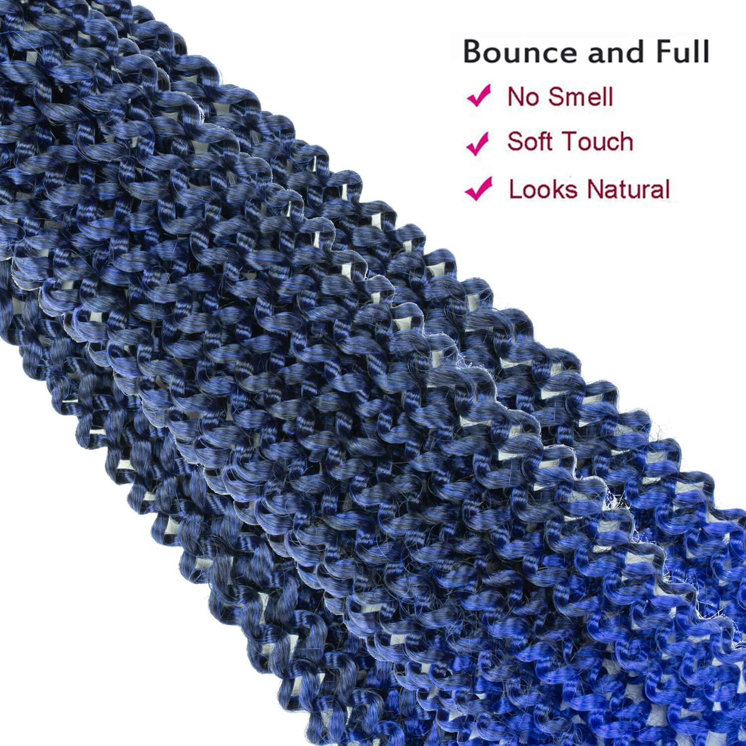 imageUbeleco Passion Twist Hair 18 Inch 6 Packs x22 strands pack132 Strands Full Head Water Wave Crochet Hair Long Curly Braiding Hair Spring Twist Braids Hair Extensions for Black Women1BBlue