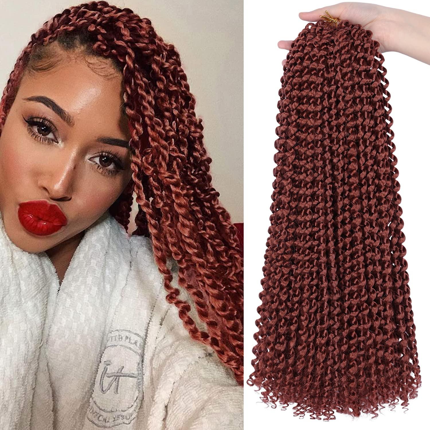 imageUbeleco Passion Twist Hair 18 Inch 6 Packs x22 strands pack132 Strands Full Head Water Wave Crochet Hair Long Curly Braiding Hair Spring Twist Braids Hair Extensions for Black Women350