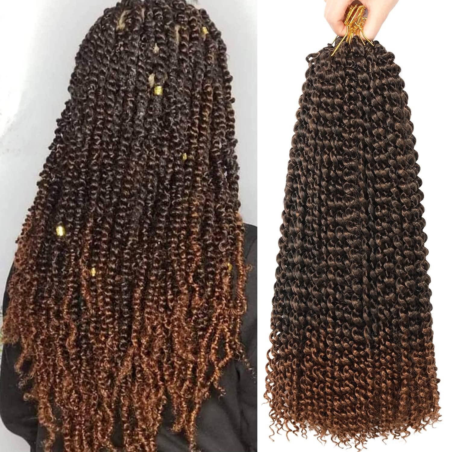 imageUbeleco Passion Twist Hair 18 Inch 6 Packs x22 strands pack132 Strands Full Head Water Wave Crochet Hair Long Curly Braiding Hair Spring Twist Braids Hair Extensions for Black Women1B30