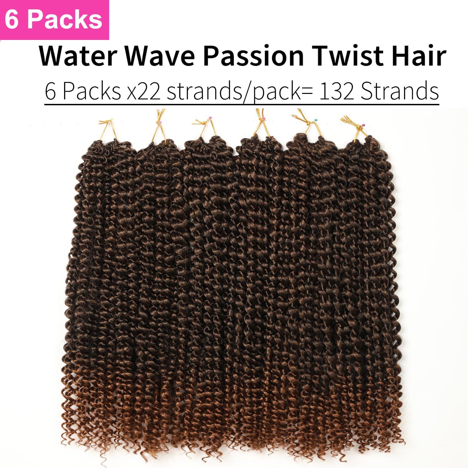imageUbeleco Passion Twist Hair 18 Inch 6 Packs x22 strands pack132 Strands Full Head Water Wave Crochet Hair Long Curly Braiding Hair Spring Twist Braids Hair Extensions for Black Women1B30