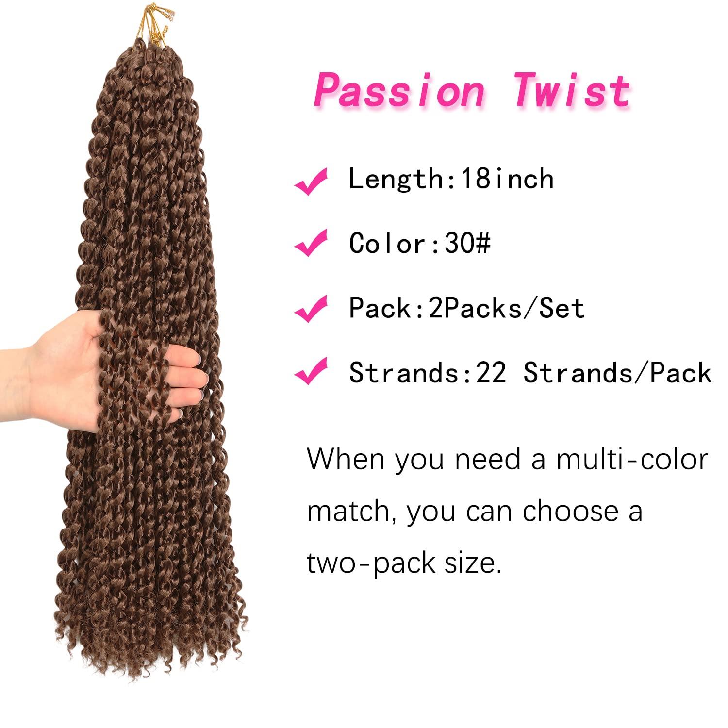 imageUbeleco Passion Twist Hair 18 Inch 6 Packs x22 strands pack132 Strands Full Head Water Wave Crochet Hair Long Curly Braiding Hair Spring Twist Braids Hair Extensions for Black Women30