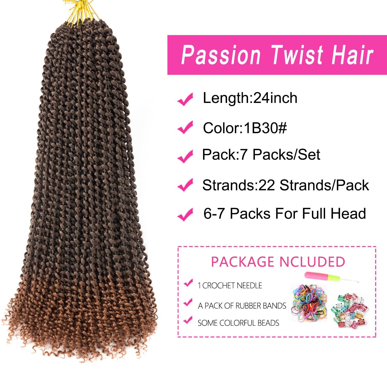 imageUbeleco Passion Twist Hair 18 Inch 6 Packs x22 strands pack132 Strands Full Head Water Wave Crochet Hair Long Curly Braiding Hair Spring Twist Braids Hair Extensions for Black Women1B30