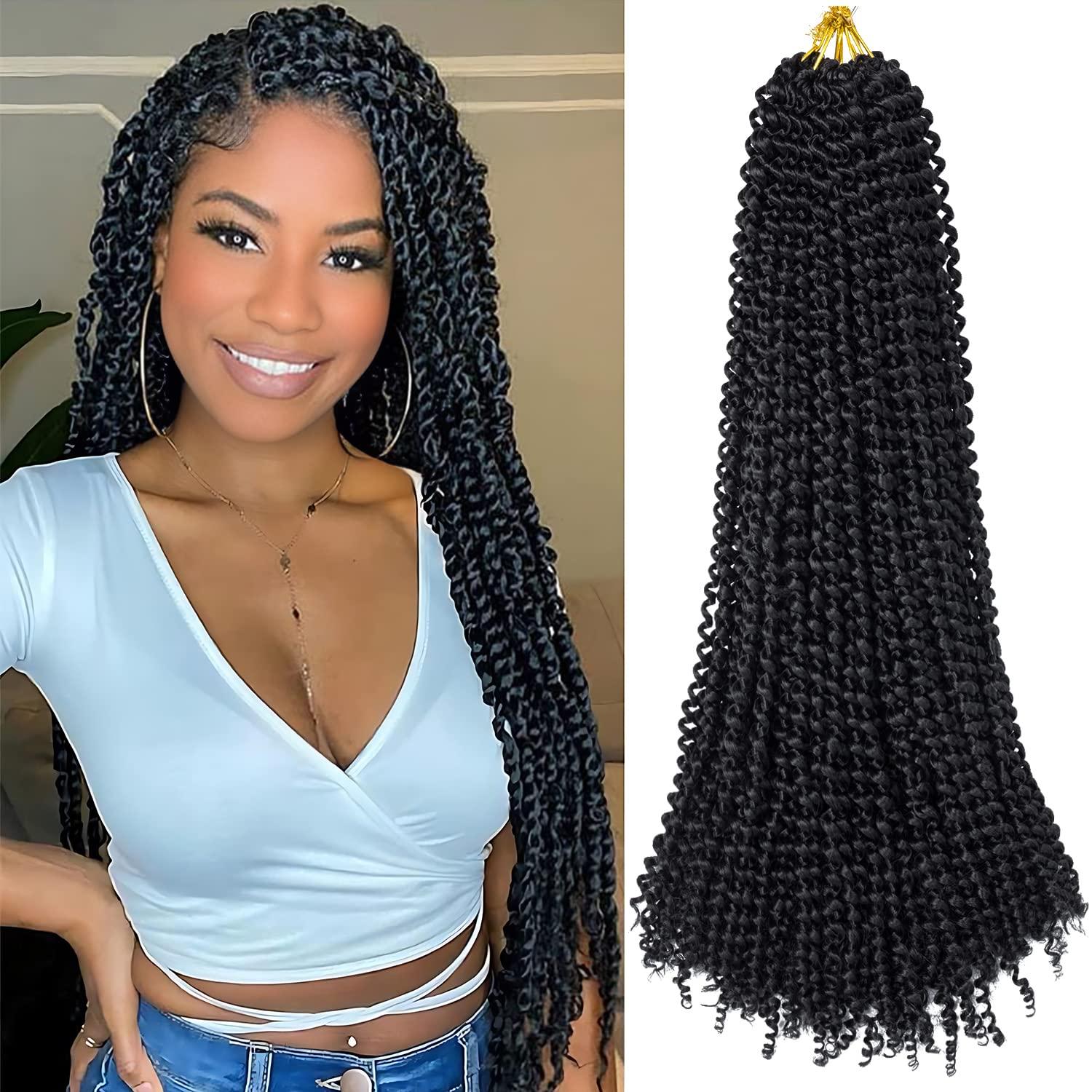 imageUbeleco Passion Twist Hair 18 Inch 6 Packs x22 strands pack132 Strands Full Head Water Wave Crochet Hair Long Curly Braiding Hair Spring Twist Braids Hair Extensions for Black Women1B