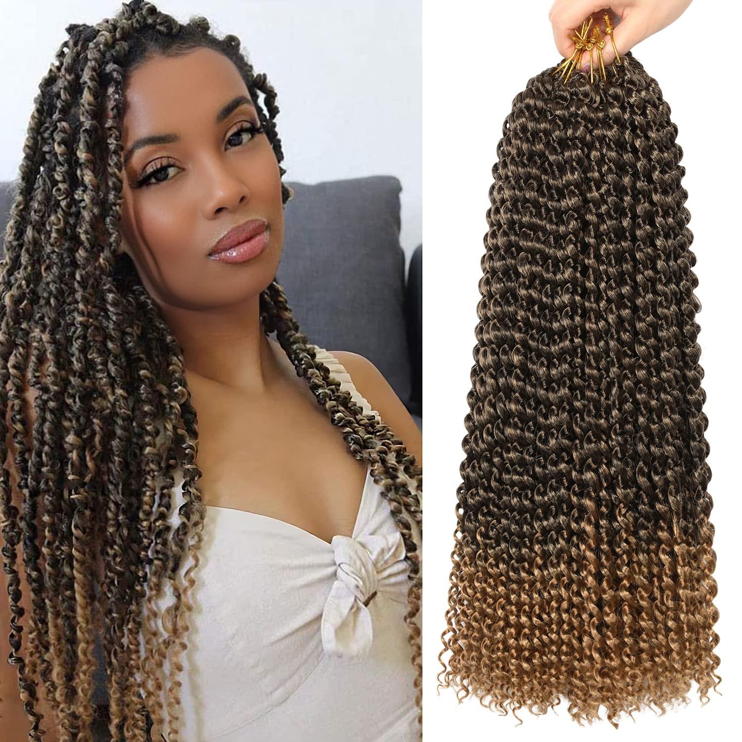 imageUbeleco Passion Twist Hair 18 Inch 6 Packs x22 strands pack132 Strands Full Head Water Wave Crochet Hair Long Curly Braiding Hair Spring Twist Braids Hair Extensions for Black Women1B27