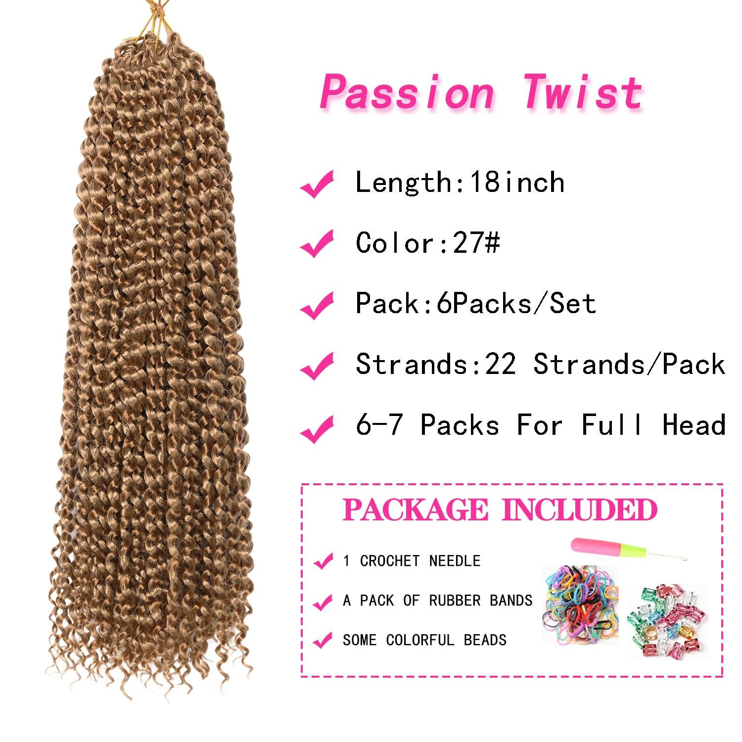 imageUbeleco Passion Twist Hair 18 Inch 6 Packs x22 strands pack132 Strands Full Head Water Wave Crochet Hair Long Curly Braiding Hair Spring Twist Braids Hair Extensions for Black Women27