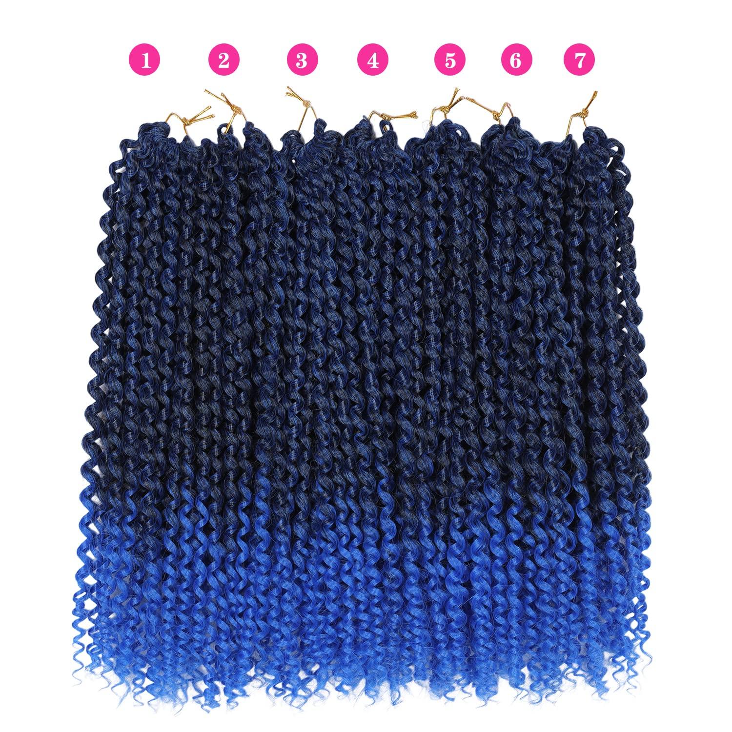imageUbeleco Passion Twist Hair 18 Inch 6 Packs x22 strands pack132 Strands Full Head Water Wave Crochet Hair Long Curly Braiding Hair Spring Twist Braids Hair Extensions for Black Women1BBlue