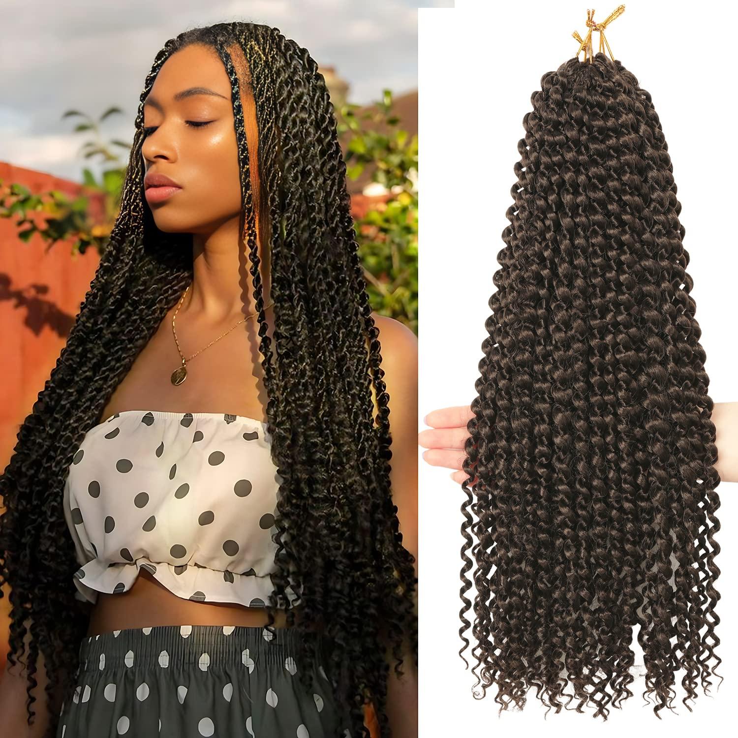 imageUbeleco Passion Twist Hair 18 Inch 6 Packs x22 strands pack132 Strands Full Head Water Wave Crochet Hair Long Curly Braiding Hair Spring Twist Braids Hair Extensions for Black Women4
