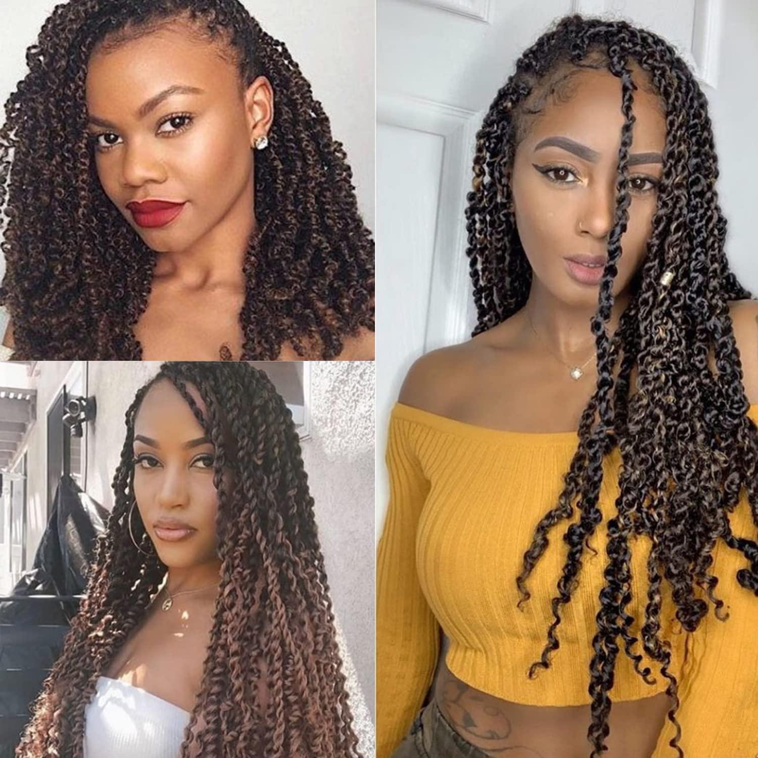imageUbeleco Passion Twist Hair 18 Inch 6 Packs x22 strands pack132 Strands Full Head Water Wave Crochet Hair Long Curly Braiding Hair Spring Twist Braids Hair Extensions for Black Women1B30