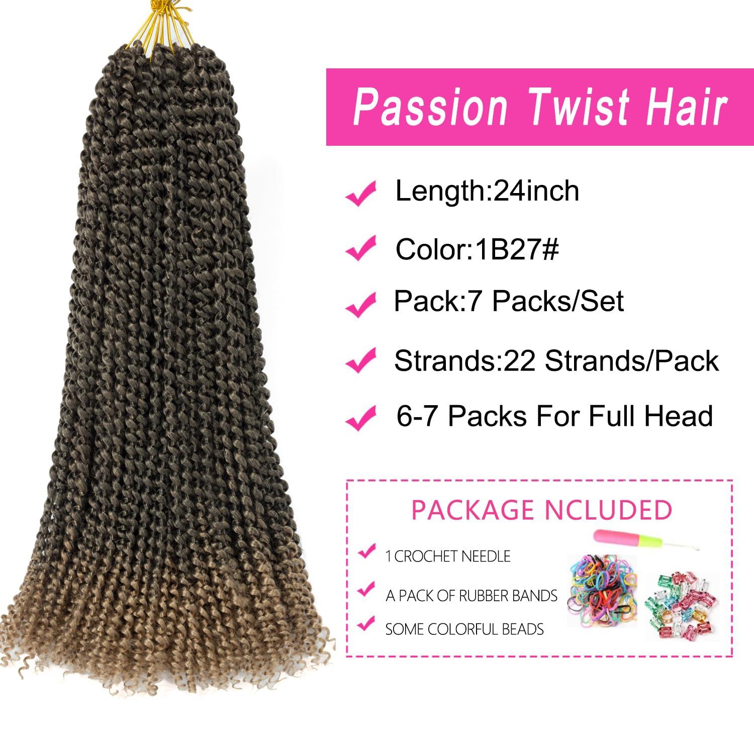 imageUbeleco Passion Twist Hair 18 Inch 6 Packs x22 strands pack132 Strands Full Head Water Wave Crochet Hair Long Curly Braiding Hair Spring Twist Braids Hair Extensions for Black Women1B27