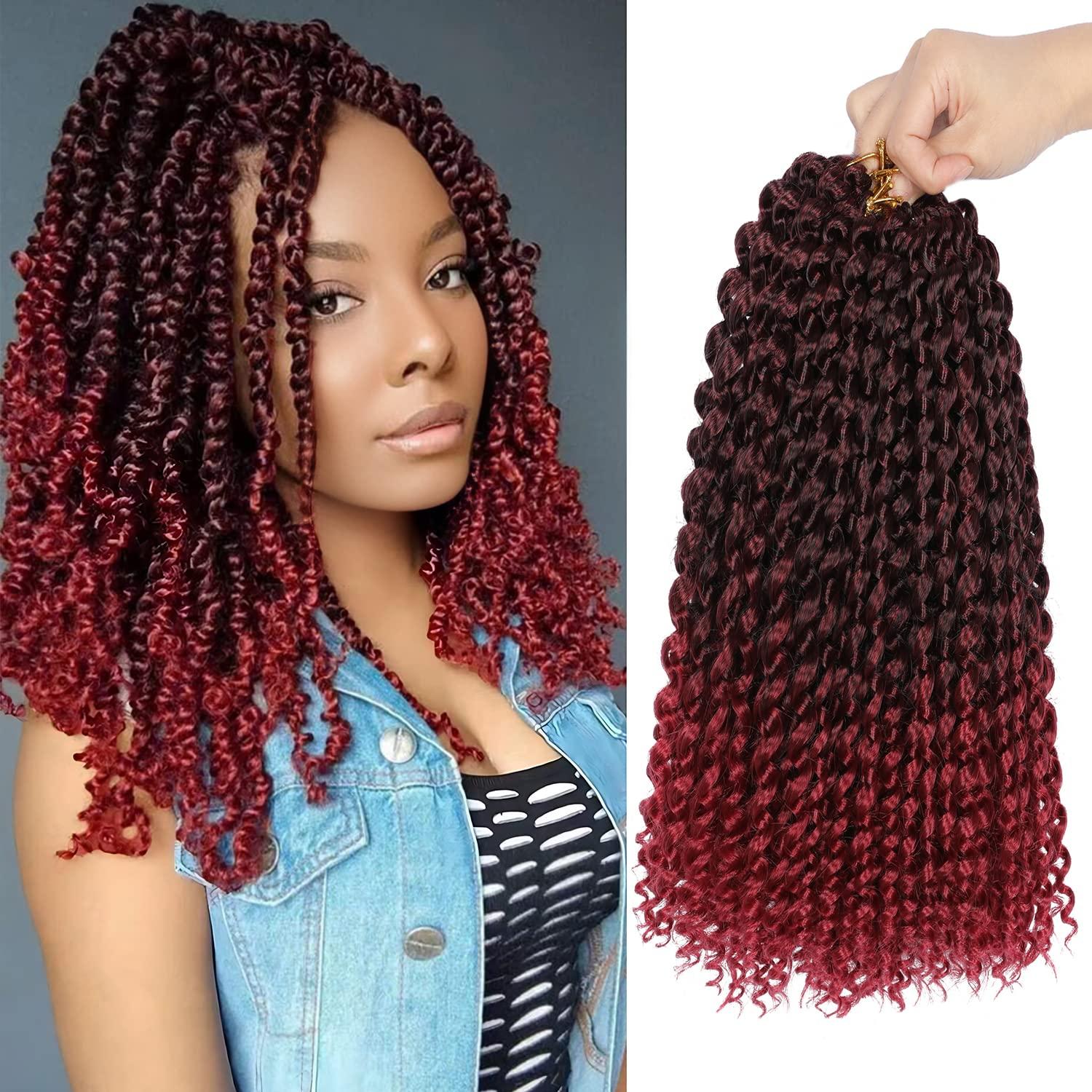imageUbeleco Passion Twist Hair 18 Inch 6 Packs x22 strands pack132 Strands Full Head Water Wave Crochet Hair Long Curly Braiding Hair Spring Twist Braids Hair Extensions for Black Women1BBug