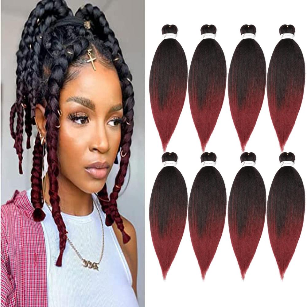 imageBraiding Hair Pre Stretched 24 inch 8 Packs Natural Black Easy Braid Synthetic Professional Soft Yaki TextureNo Itch Hot Water Setting Hair Extensions for Braids 24in1B1B900