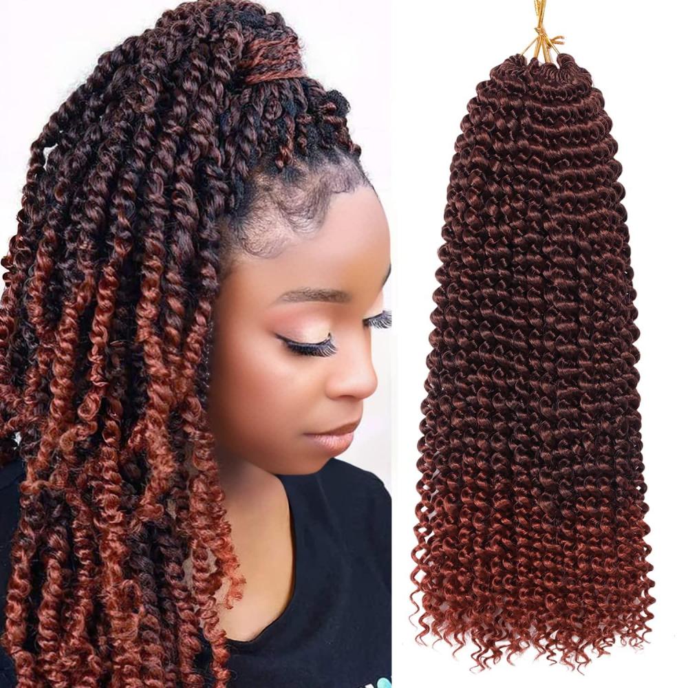 imageUbeleco Passion Twist Hair 18 Inch 6 Packs x22 strands pack132 Strands Full Head Water Wave Crochet Hair Long Curly Braiding Hair Spring Twist Braids Hair Extensions for Black Women1B350