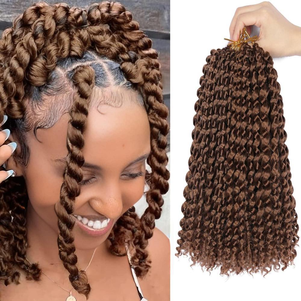 imageUbeleco Passion Twist Hair 18 Inch 6 Packs x22 strands pack132 Strands Full Head Water Wave Crochet Hair Long Curly Braiding Hair Spring Twist Braids Hair Extensions for Black Women30