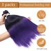 Braiding Hair Pre Stretched 24 inch 8 Packs Natural Black Easy Braid Synthetic Professional Soft Yaki Texture,No Itch, Hot Water Setting Hair Extensions for Braids (24in,1B#)(1B/Purple)