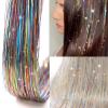 Silver Hair Tinsel 12Pcs Clip in Hair Tinsel Kit 20.5 Inch Fairy Hair Tinsel Kit Heat Resistant Silver Hair Accessories Glitter Hair Extensions for Christmas Halloween Cosplay Party(Rainbow)