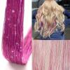 Silver Hair Tinsel 12Pcs Clip in Hair Tinsel Kit 20.5 Inch Fairy Hair Tinsel Kit Heat Resistant Silver Hair Accessories Glitter Hair Extensions for Christmas Halloween Cosplay Party(Rose red)
