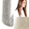 Silver Hair Tinsel 12Pcs Clip in Hair Tinsel Kit 20.5 Inch Fairy Hair Tinsel Kit Heat Resistant Silver Hair Accessories Glitter Hair Extensions for Christmas Halloween Cosplay Party(Silver)