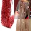 Silver Hair Tinsel 12Pcs Clip in Hair Tinsel Kit 20.5 Inch Fairy Hair Tinsel Kit Heat Resistant Silver Hair Accessories Glitter Hair Extensions for Christmas Halloween Cosplay Party(Red)