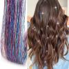 Silver Hair Tinsel 12Pcs Clip in Hair Tinsel Kit 20.5 Inch Fairy Hair Tinsel Kit Heat Resistant Silver Hair Accessories Glitter Hair Extensions for Christmas Halloween Cosplay Party(Colorful)
