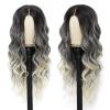 Ubeleco Black Wigs for Women Long Wavy Middle Part Lace Hair Hairline Replacement Wigs 26 Inch Synthetic Hair Heat Resistant Wig for Daily Party(Omber Grey to Platinum Blonde)