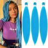 Braiding Hair Pre Stretched 24 inch 3 Packs Professional Yaki Synthetic Hot Water Easy To Install Hair for Braiding (Sky Blue#)