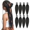 Braiding Hair Pre Stretched 24 inch 8 Packs Natural Black Easy Braid Synthetic Professional Soft Yaki Texture,No Itch, Hot Water Setting Hair Extensions for Braids (24in,1B#)(#2)