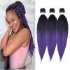 Braiding Hair Pre Stretched 24 inch 8 Packs Natural Black Easy Braid Synthetic Professional Soft Yaki Texture,No Itch, Hot Water Setting Hair Extensions for Braids (24in,1B#)(1B/Purple)