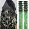 Silver Hair Tinsel 12Pcs Clip in Hair Tinsel Kit 20.5 Inch Fairy Hair Tinsel Kit Heat Resistant Silver Hair Accessories Glitter Hair Extensions for Christmas Halloween Cosplay Party(Fruit green)