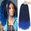 Ubeleco Passion Twist Hair 18 Inch 6 Packs x22 strands pack=132 Strands Full Head Water Wave Crochet Hair Long Curly Braiding Hair Spring Twist Braids Hair Extensions for Black Women(1B/Blue#)