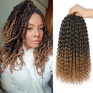 Ubeleco Passion Twist Hair 18 Inch 6 Packs x22 strands pack=132 Strands Full Head Water Wave Crochet Hair Long Curly Braiding Hair Spring Twist Braids Hair Extensions for Black Women(1B/27#)