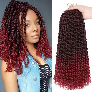 Ubeleco Passion Twist Hair 18 Inch 6 Packs x22 strands pack=132 Strands Full Head Water Wave Crochet Hair Long Curly Braiding Hair Spring Twist Braids Hair Extensions for Black Women(1B/Bug#)
