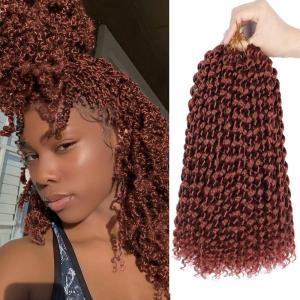 Ubeleco Passion Twist Hair 18 Inch 6 Packs x22 strands pack=132 Strands Full Head Water Wave Crochet Hair Long Curly Braiding Hair Spring Twist Braids Hair Extensions for Black Women(350#)