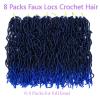 18 Inch Faux Locs Crochet Hair, Ombre Blue Soft Locs 8 Packs Extensible Pre-looped Curly Wavy Locs Crochet Hair For Women Synthetic Goddess Locs Crochet Hair Extension (18 Inch(8 packs), 1B/Blue#)