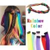 36 PCS Colored Clip in Hair Extensions 22 Inch Colored Hair Extensions for kids Rainbow Hair Extensions Multi-Colors Party Highlights Synthetic Hairpieces Halloween Cosplay Christmas Gift (36 colors)
