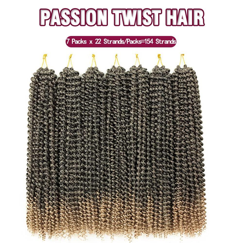 imageUbeleco 18 Inch Passion Twist Hair7 Packs Water Wave Crochet Hair for Women Ombre Blonde Passion Twist Crochet Hair Long Bohemian Synthetic Curly Braiding Hair Extensions7pcs1BOT27