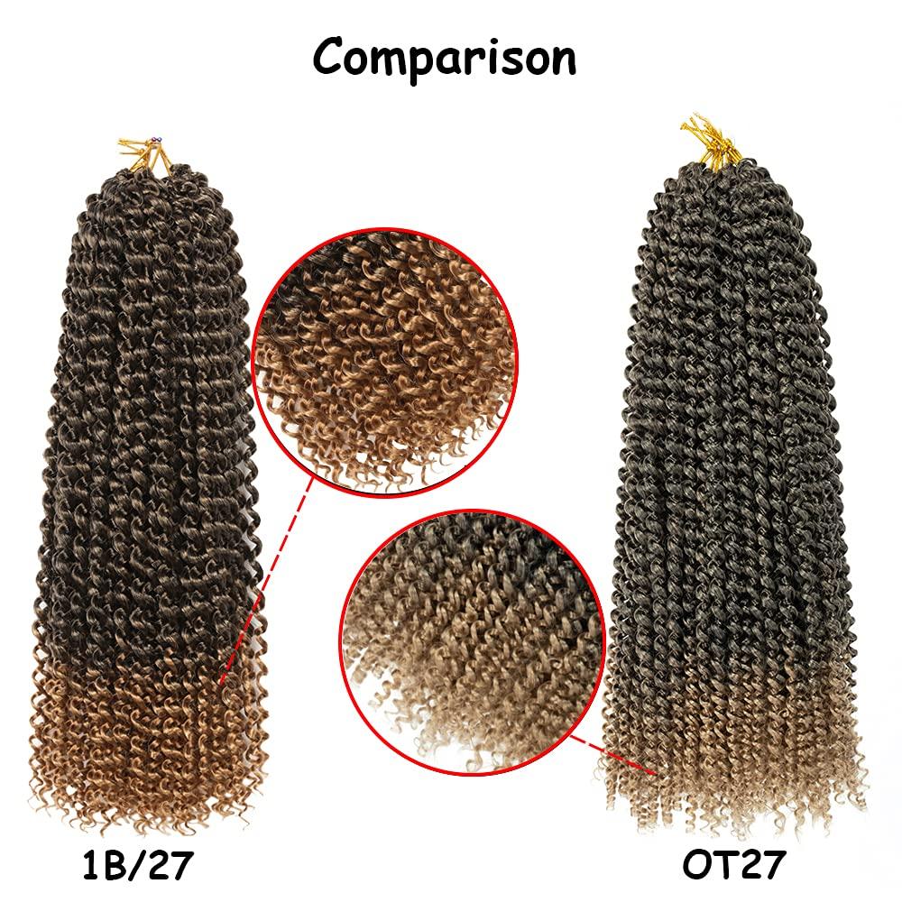 imageUbeleco 18 Inch Passion Twist Hair7 Packs Water Wave Crochet Hair for Women Ombre Blonde Passion Twist Crochet Hair Long Bohemian Synthetic Curly Braiding Hair Extensions7pcs1BOT27