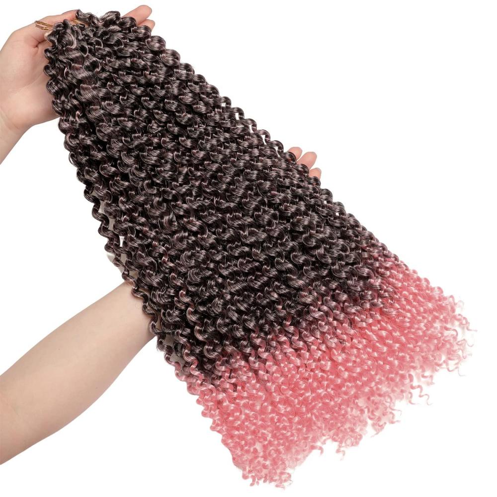 image18 Inch Passion Twist Hair Water Wave Crochet Hair Passion Twist Crochet Hair for Women 6 Packs Long Bohemian Synthetic Curly Braiding Hair Extensions Ombre Peach Pink 1BPink