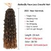 24inch Butterfly Faux Locs Crochet Hair 7 Packs Pre-Looped Distressed Locs Crochet Braids Messy Soft Crochet Butterfly Locs Pre-twisted Faux Locs (1B/30)