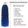 7 Packs Butterfly Faux Locs Crochet Hair 24 inch Long Faux Locs Crochet Braids Pre looped Distressed Butterfly Soft Locs Crochet Dreadlocks Synthetic Hair Extensions (1B/Blue)