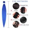 Braiding Hair Pre Stretched 24 inch 3 Packs Professional Yaki Synthetic Hot Water Easy To Install Hair for Braiding (Blue#)