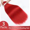 Braiding Hair Pre Stretched 24 inch 3 Packs Professional Yaki Synthetic Hot Water Easy To Install Hair for Braiding (Red#)