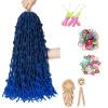 6Packs Butterfly Faux Locs Crochet Hair 24 inch Long Faux Locs Crochet Braids Pre looped Distressed Butterfly Crochet Soft Locs Synthetic Hair Extensions (1B/Blue)