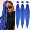 Braiding Hair Pre Stretched 24 inch 3 Packs Professional Yaki Synthetic Hot Water Easy To Install Hair for Braiding (Blue#)